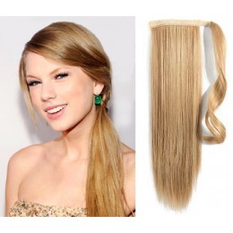 Clip in ponytail wrap / braid hair extensions 24 inch straight - natural/light blonde