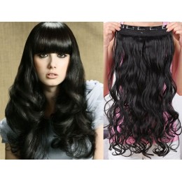 20 inches one piece full head 5 clips clip in hair weft extensions wavy – black