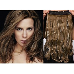 20 inches one piece full head 5 clips clip in hair weft extensions wavy – platinum
