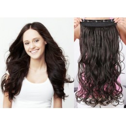 24 inches one piece full head 5 clips clip in hair weft extensions wavy – black