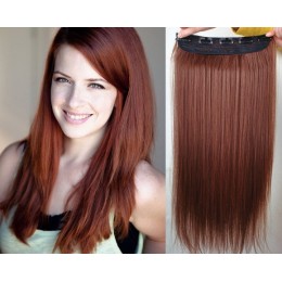 24 inches one piece full head 5 clips clip in kanekalon weft straight – copper red