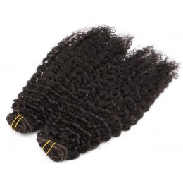20 inch (50cm) Deluxe curly clip in human REMY hair - natural black