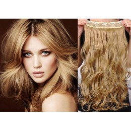 24 inches one piece full head 5 clips clip in kanekalon weft wavy – light blonde / natural blonde