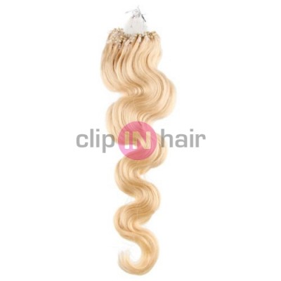 Vlasy pro metodu Micro Ring / Easy Loop / Easy Ring 50cm vlnité – nejsvětlejší blond