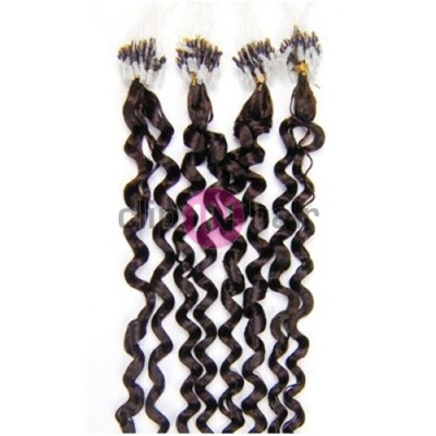 Vlasy pro metodu Micro Ring / Easy Loop / Easy Ring 50cm kudrnaté – tmavě hnědé