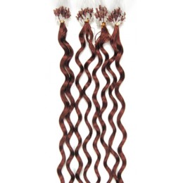 20 inch (50cm) Micro ring / easy ring human hair extensions curly - copper red