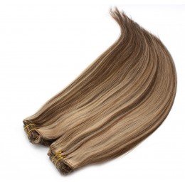 20 inch (50cm) Deluxe clip in human REMY hair - dark brown / blonde